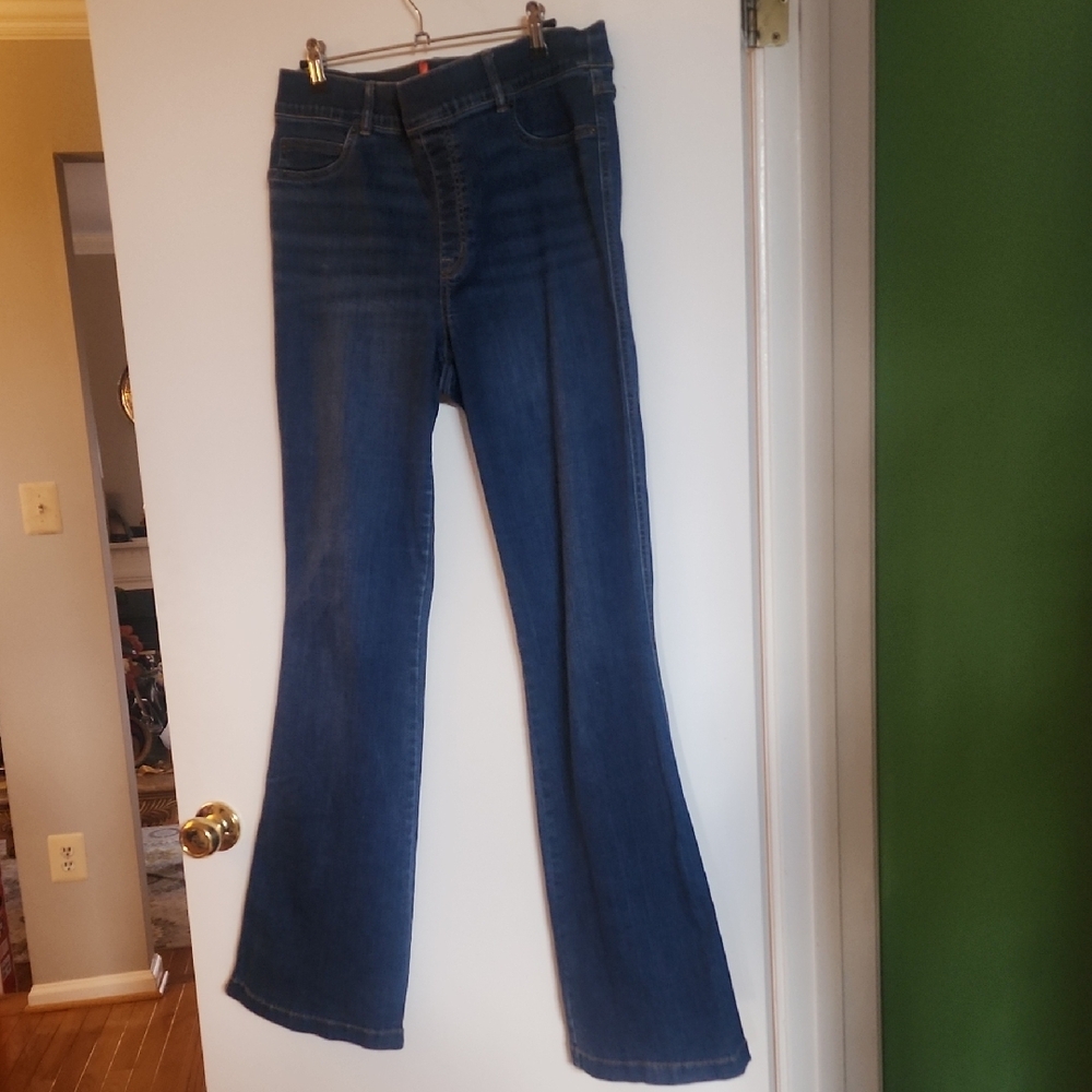 SPANX Blue Flare Wide Leg Jeans